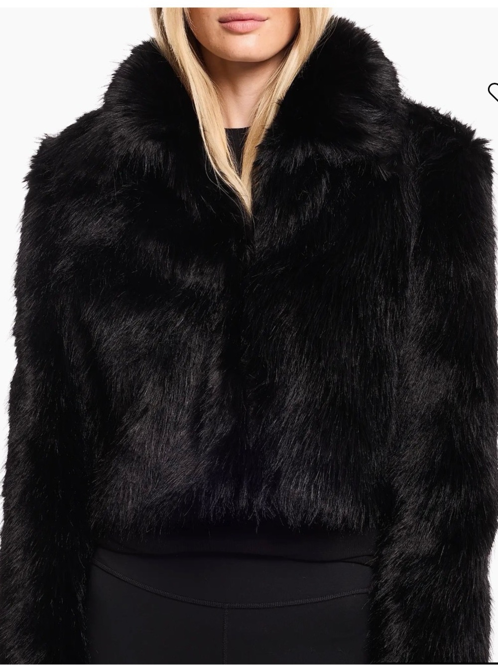 Black Faux Fur Cropped Jacket - Women